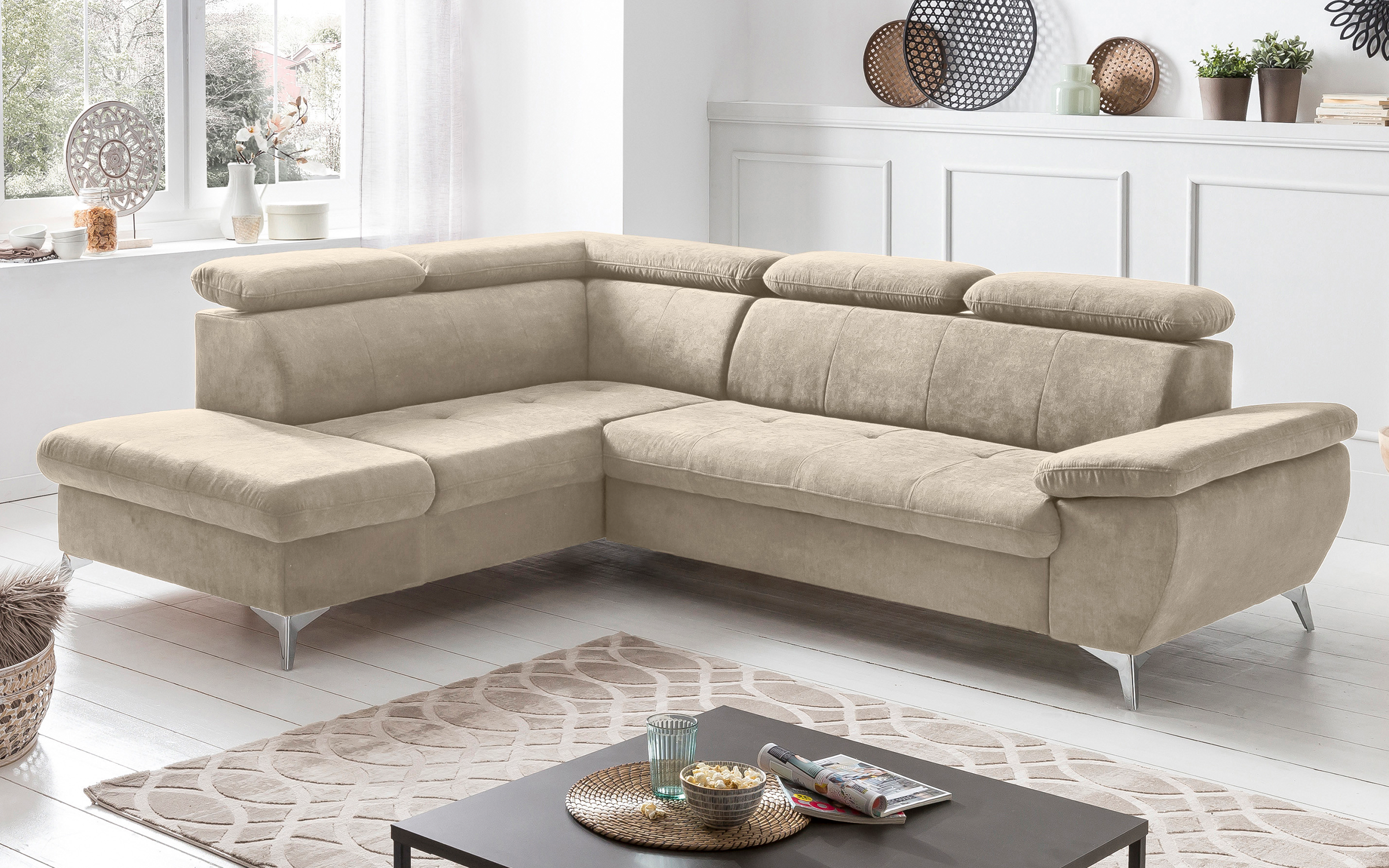 Extendable corner sofa Galaro, beige  1